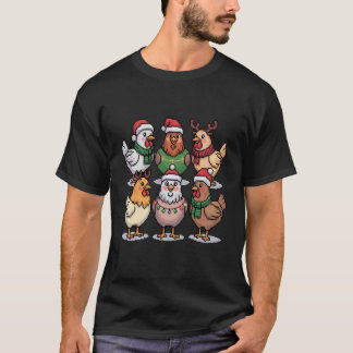T-shirt Poule de lumières de Noël Santa drôle d'arbre de N