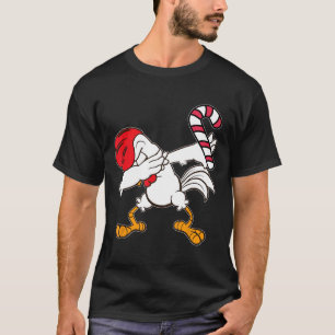 T-shirt Poule de Noël Dabbing Coq Canne de Bonbon Danse