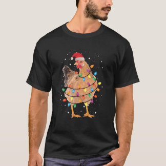 T-shirt Poule de Noël lumineuse sur un arbre Poule