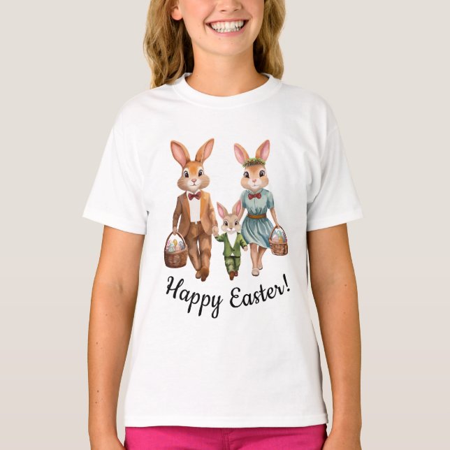 T-shirt Poule de Pâques Famille de chasse Oeufs (Devant)