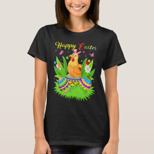 T-shirt Poule Oiseau Œuf de Pâques Floral Drôle Pâques de