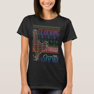 T-shirt Poule qui glousse à travers la neige Noël dégueu S