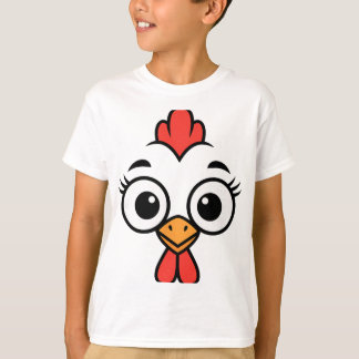 T-shirt Poule, visage de poule aux yeux écarquillés qui vo