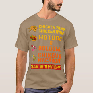 T-shirt poulet aile chien chaud et bologne