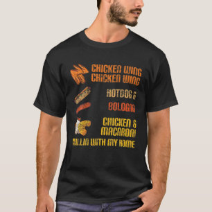 T-shirt Poulet Aile Hotdog Bologne Poulet Macaroni Drôle