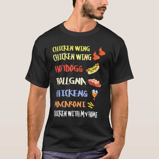 T-shirt Poulet Aile Poulet Aile Hotdog Et Bologne Enfants (Devant)