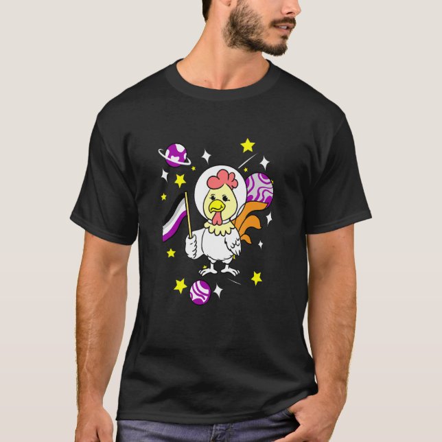 T-shirt Poulet Asexuel Dans L'Espace Ace Pride (Devant)