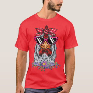 T-shirt Poulet Avec Bandana Headband Et Lunettes Fun Farm