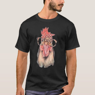 T-shirt Poulet avec bandeau bandana et lunettes mignon