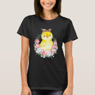 T-shirt Poulet avec fleur de bandeau léopard Mignon Poulet
