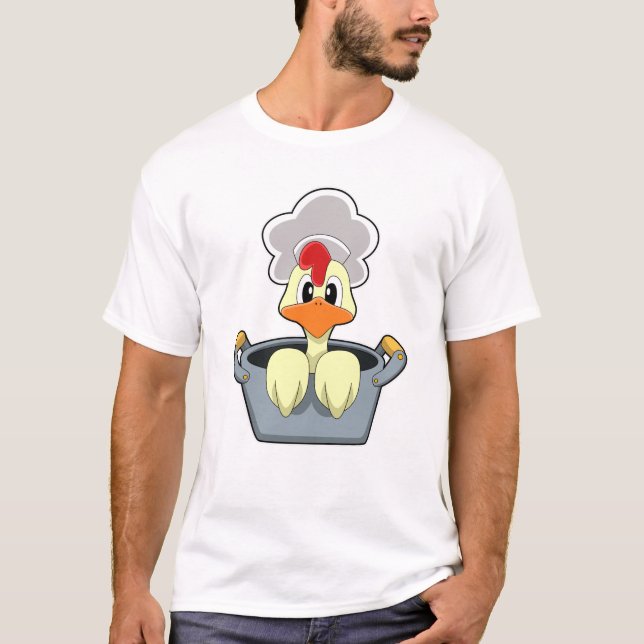 T-shirt Poulet avec pot à Cuisine (Devant)