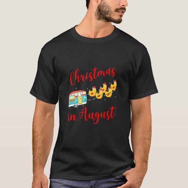 T-shirt Poulet Camping Noël Du Camping En Août (Devant)
