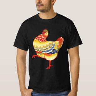T-shirt Poulet coloré vintage de la basse-cour de la ferme