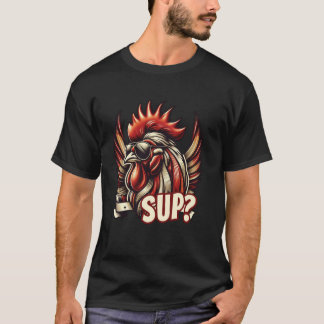 T-shirt Poulet Coq Cool portant des lunettes de soleil Sup