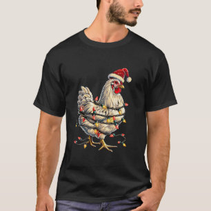 T-shirt Poulet de la ferme avec le chapeau de Noël Lumière