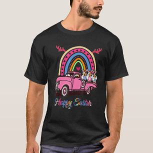 T-shirt Poulet de Pâques heureux tenant des œufs de lapin