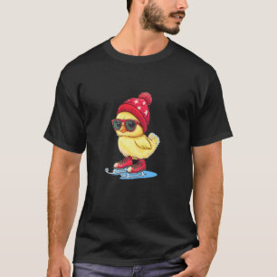 T-shirt Poulet drôle avec des lunettes de soleil et une pa