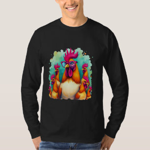 T-shirt Poulet Drôle Coq Cool Art Hipster Animal de Ferme
