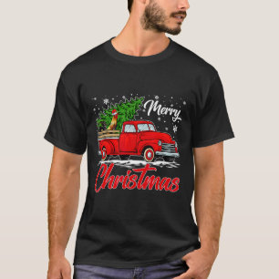 T-shirt Poulet Drôle Sur Camion Rouge Arbre de Noël Christ