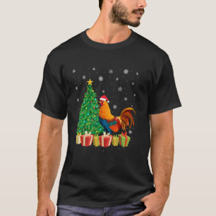 T-shirt Poulet Éclairage Sapin Noël Chapeau Santa Poulet C