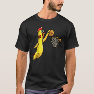 T-shirt Poulet en caoutchouc drôle jouant au basket Joueur