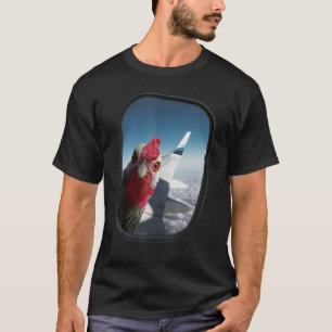T-shirt Poulet en colère drôle sur l'aile d'un avion Canar