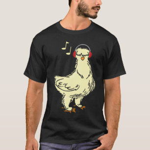 T-shirt Poulet en Silkie portant un casque