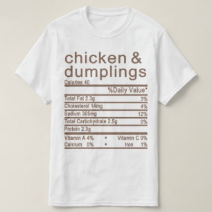 T-shirt poulet et boulettes étiquette de la valeur nutriti