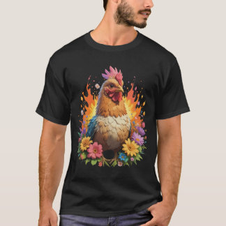 T-shirt poulet floral