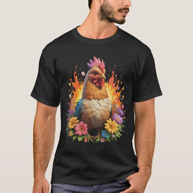 T-shirt poulet floral (Devant)