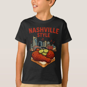 T-shirt Poulet Frit Épicé de Style Nashville et Music City