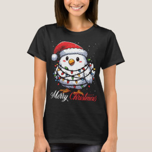 T-shirt Poulet Joyeux Noël Lumières Chapeau de Père Noël X