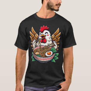 T-shirt Poulet Kawaii mangeant des nouilles Ramen