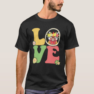 T-shirt Poulet Mignon Signe de Paix Amour 60s 70s Groovy H