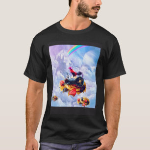 T-shirt Poulet montant une gazelle sur des nuages et des g
