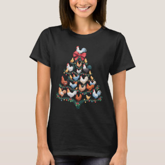 T-shirt Poulet Noël Arbre Ferme Animaux Décor de vacances