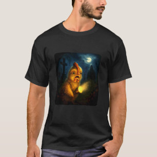 T-shirt Poulet Nuit Horreur Épouvantable Lampe de Poche Ha