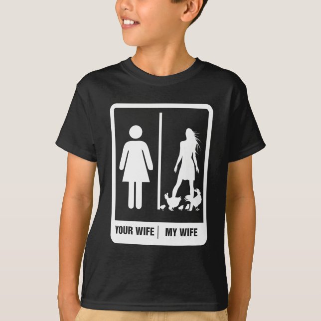 T-shirt Poulet Papa Drôle Fête des pères Rooster Ma femme  (Devant)