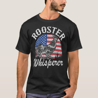 T-shirt Poulet Papa Fermier Papa Daddy Us Flag Rooster Whi