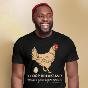 T-shirt Poulet Poops Petit déjeuner Funny Dark