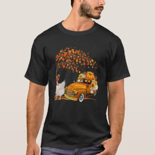 T-shirt Poulet portant un chapeau chute arbre camionnette