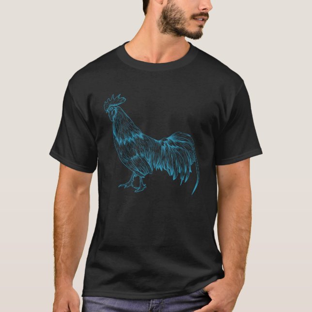 T-shirt Poulet rétro Hommes Femmes Rooster Poulet 3 (Devant)