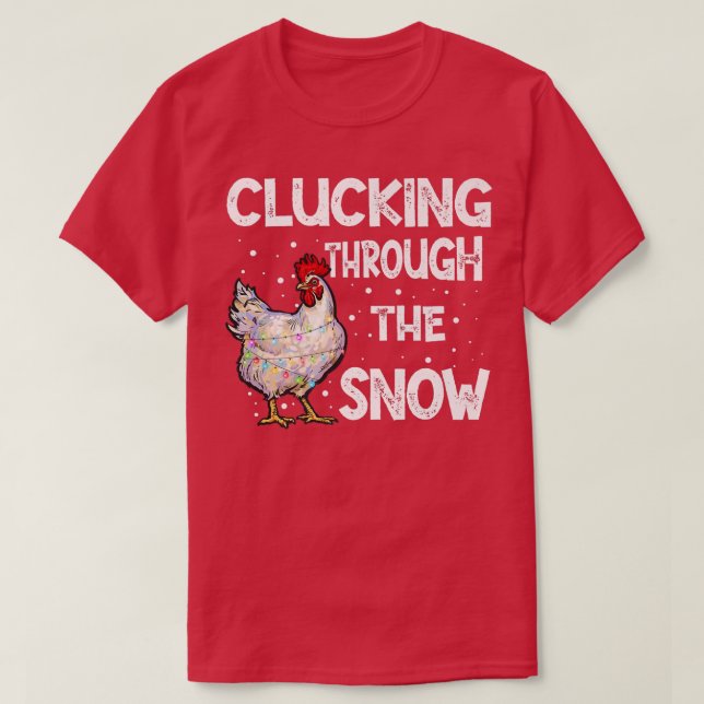 T-shirt Poulet S'Accrocher À Travers La Neige Noël Chick (Design devant)