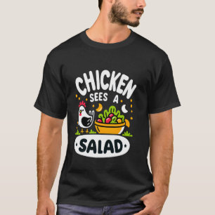 T-shirt Poulet voit une salade de pun alimentaire en salad