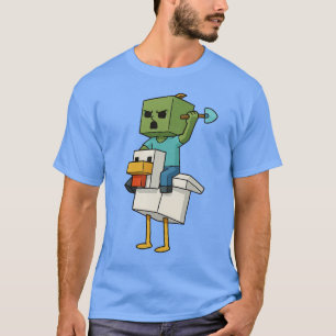 T-shirt Poulet Zombie Jockey Zombie Pixel Drôle Joueur