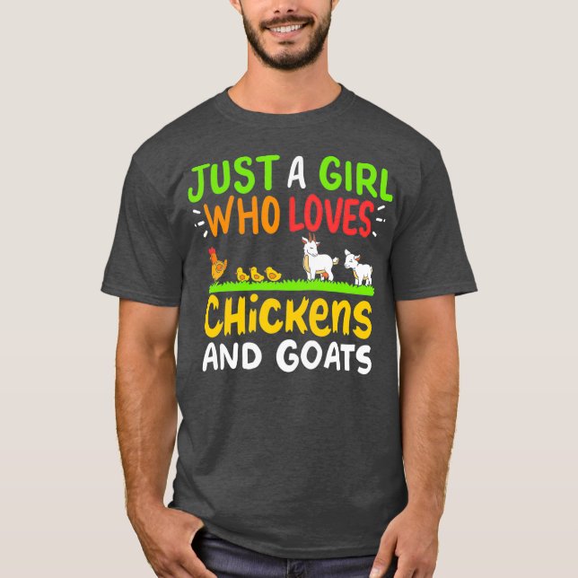 T-shirt Poulets Chèvres juste une fille qui aime (Devant)