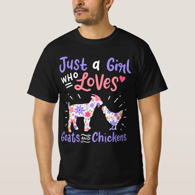 T-shirt Poulets De Chèvre Juste Une Fille Qui Aime Les Chè (Devant)