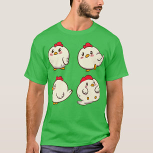 T-shirt Poulets de poulet mignons Kawaii Anime Kawaii Japo