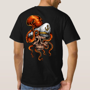 T-shirt Poulpe Attaque Crâne de Capitaine Nautique