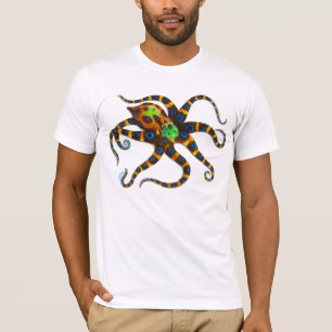 T-shirt Poulpe bagué bleu
